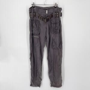Pete & Greta By Johnny Was Women's Y2K Cupra Poplin Cargo Pants NEW Size 6 Gray